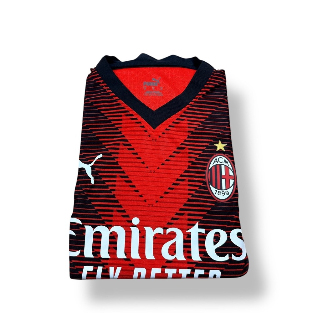 AC Milan Puma Authentic Licensed Football Soccer Jersey Red Black Emirates Men M
